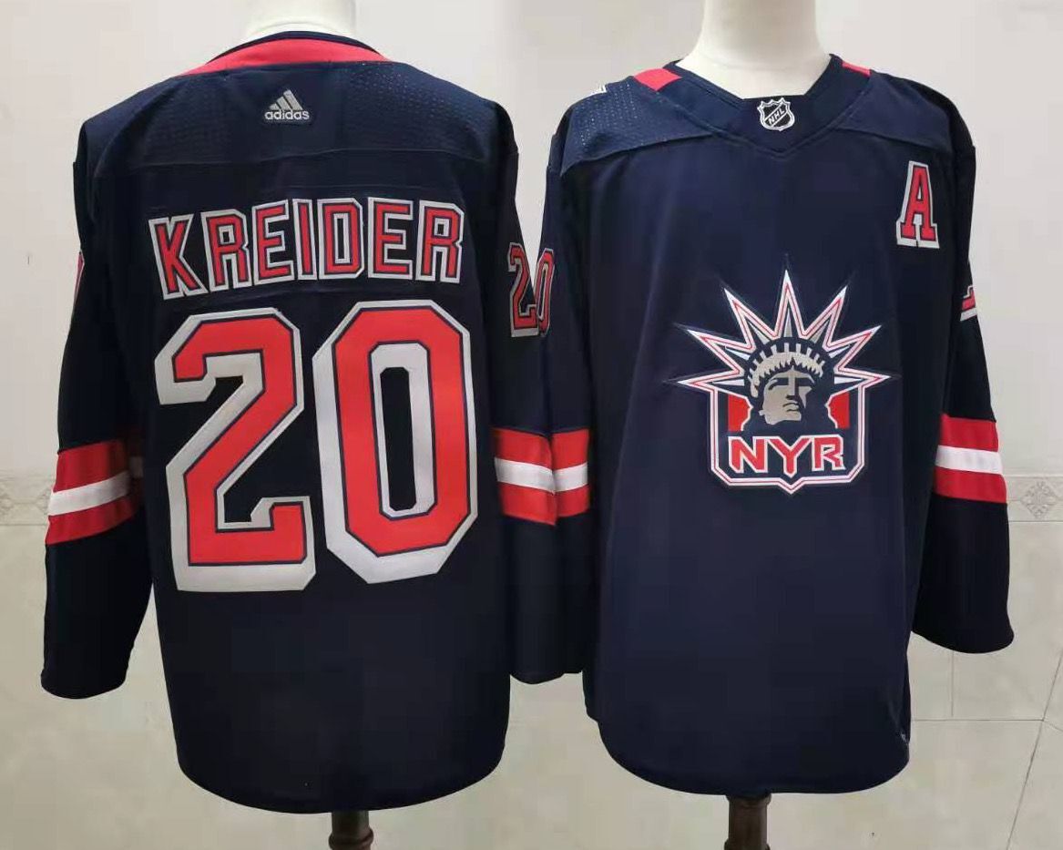 Men New York Rangers #20 Kreider Navy Authentic Stitched 2020 Adidias NHL Jersey->new york rangers->NHL Jersey